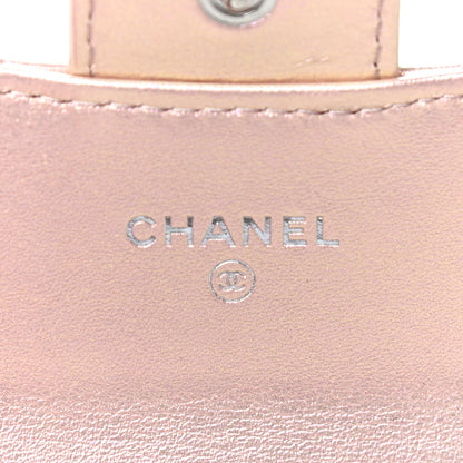 Chanel Iridescent Calfskin Quilted Flap Card Holder Wallet Pink 6 of 18