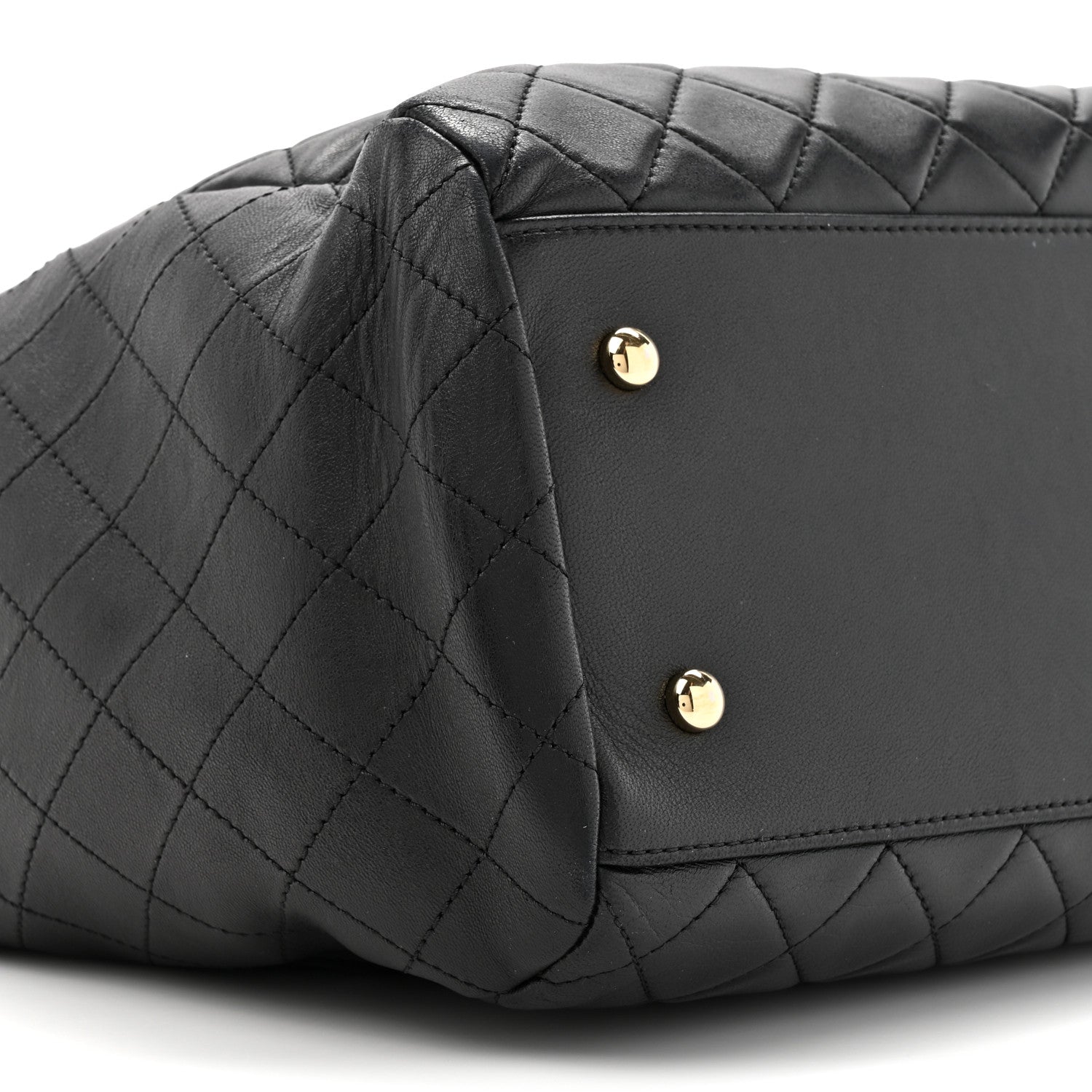 Chanel Lambskin Quilted Large Drawstring Bag Black 10 of 13