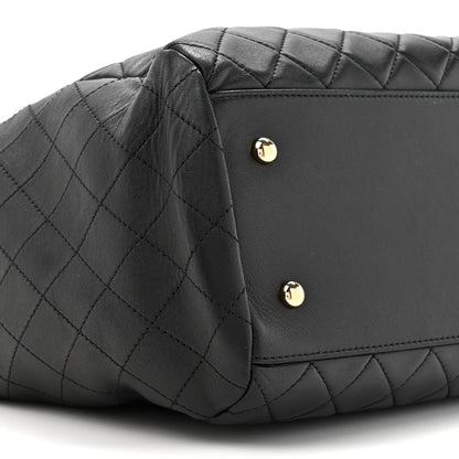 Chanel Lambskin Quilted Large Drawstring Bag Black 10 of 13
