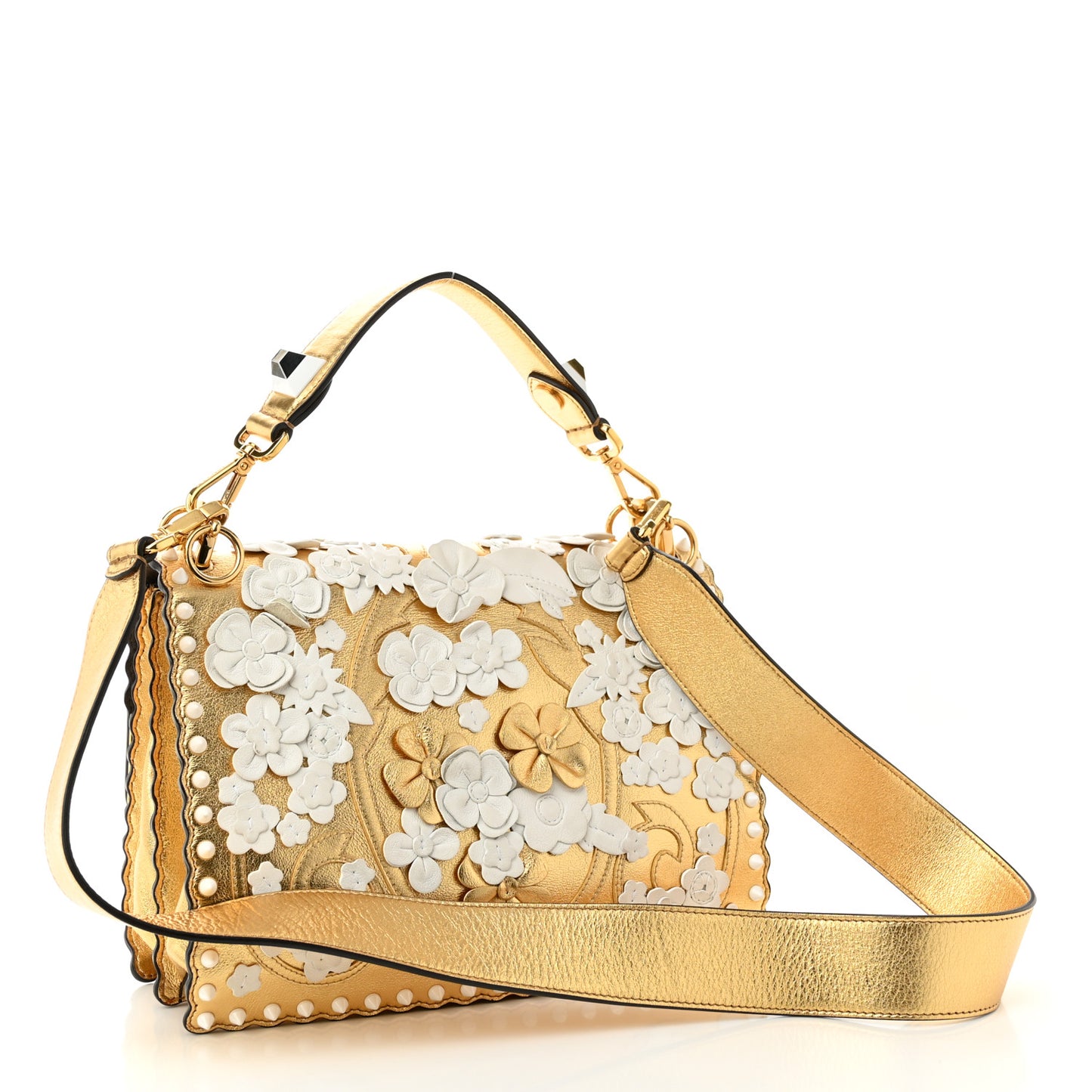 Metallic Calfskin Wonder Monster Kan I Shoulder Bag Gold