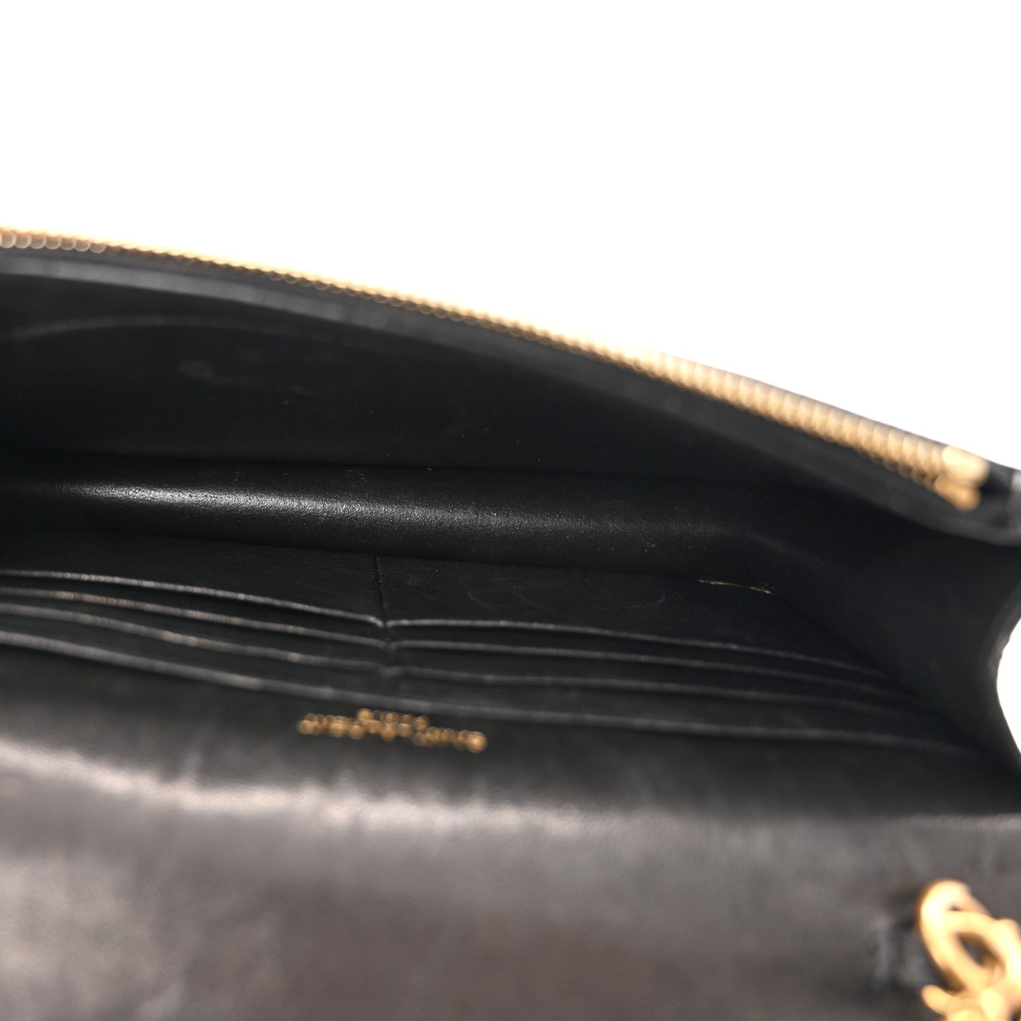 Smooth Calfskin Classic Monogram Kate Heart Tassel Heart Chain Wallet Black