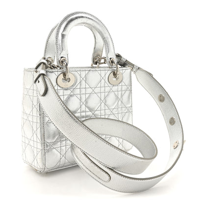 Christian Dior Metallic Grained Calfskin Cannage Small Lucky Badges My Lady Dior Silver 3 of 15