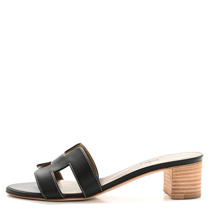 Hermes Calfskin Oasis Sandals 37 Black 1 of 11