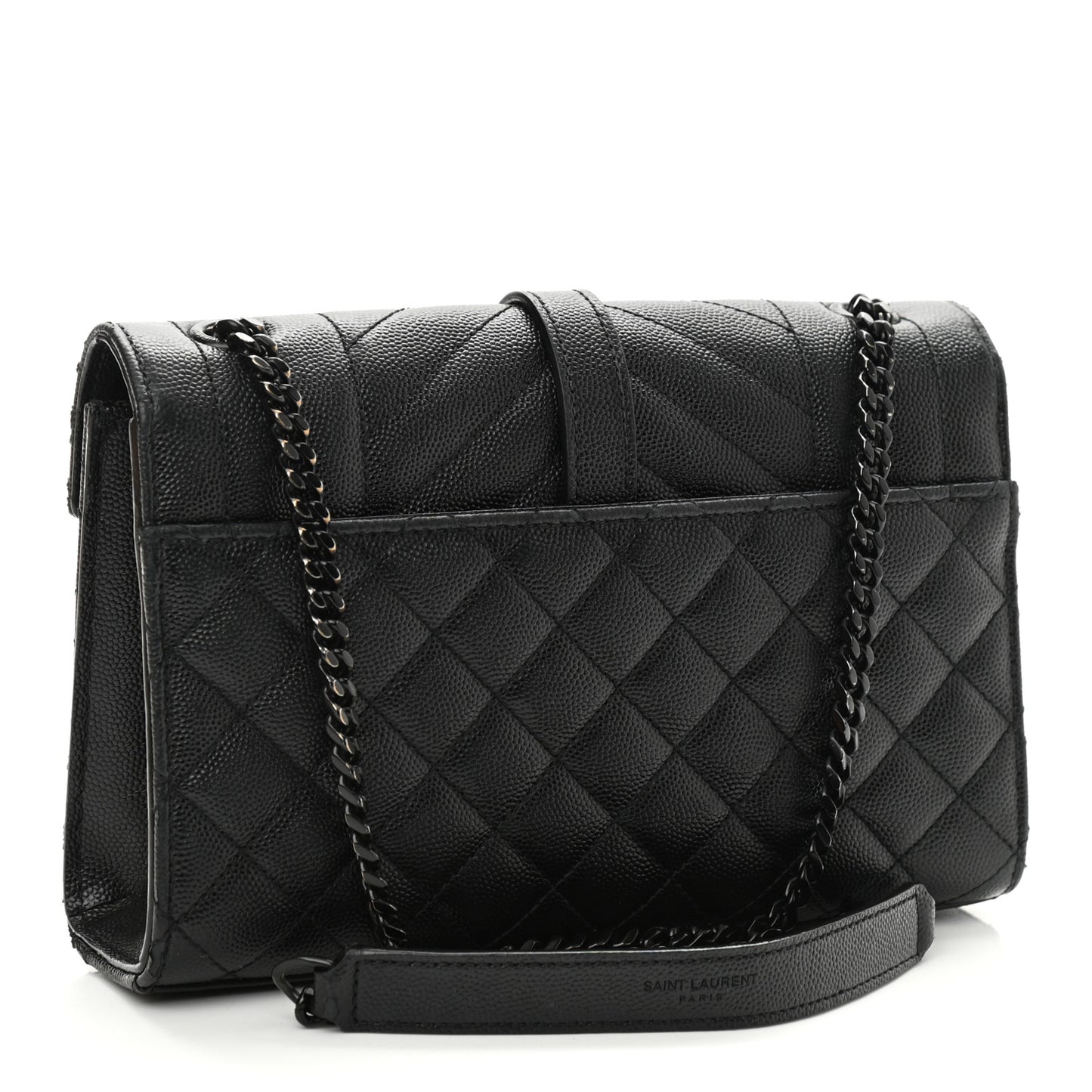 Grain De Poudre Textured Mixed Matelasse Triquilt Small Monogram Satchel Black