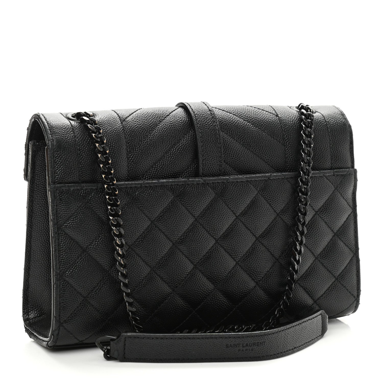 Saint Laurent Grain De Poudre Textured Mixed Matelasse Triquilt Small Monogram Satchel Black 3 of 12