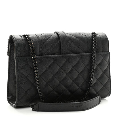 Saint Laurent Grain De Poudre Textured Mixed Matelasse Triquilt Small Monogram Satchel Black 3 of 12