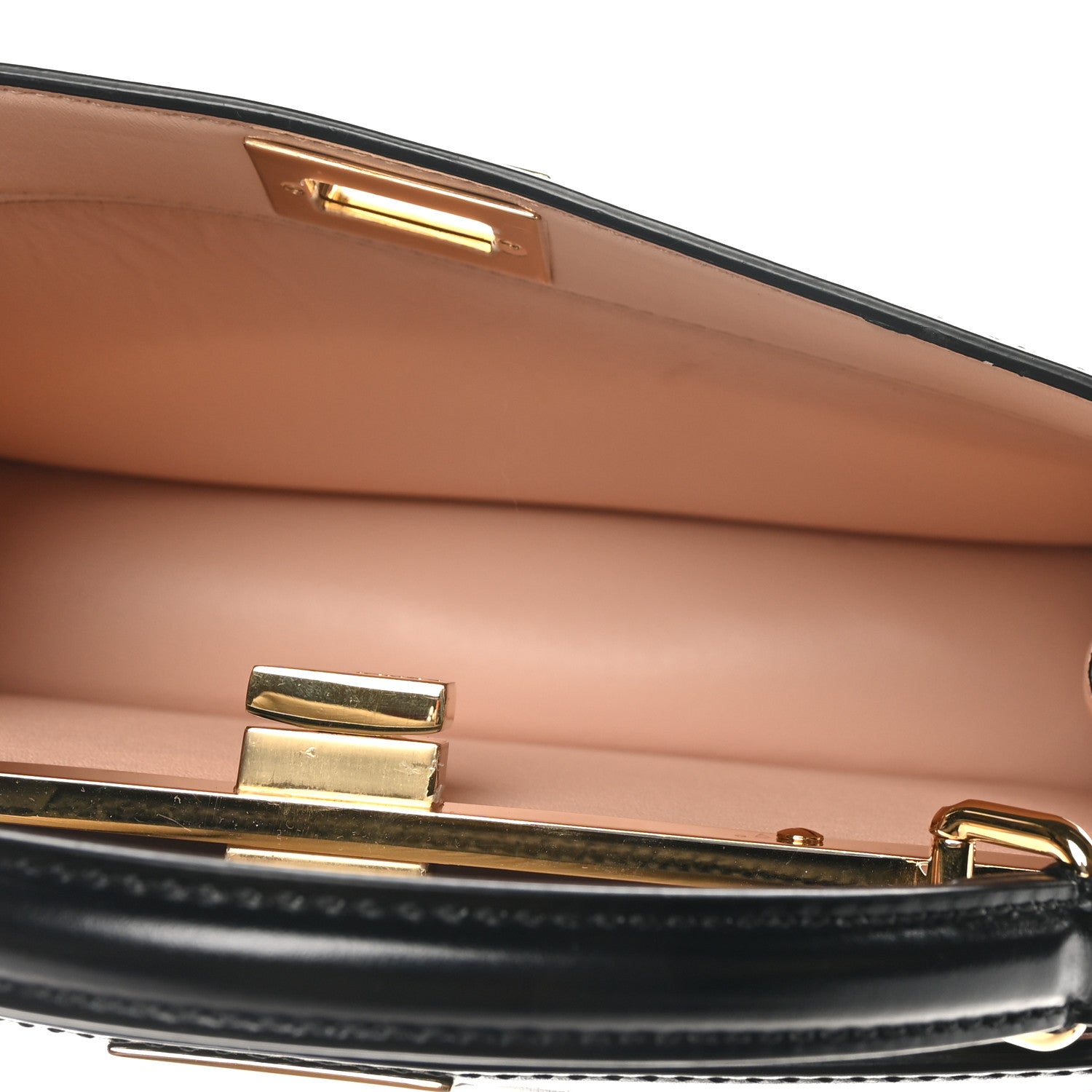 Fendi Vitello King Luxor Shiny Nappa Medium Peekaboo I SEE U East West Satchel Black Light Rose 5 of 9