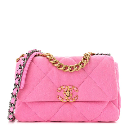Chanel Denim Quilted Medium Chanel 19 Flap Neon Pink 1 of 10