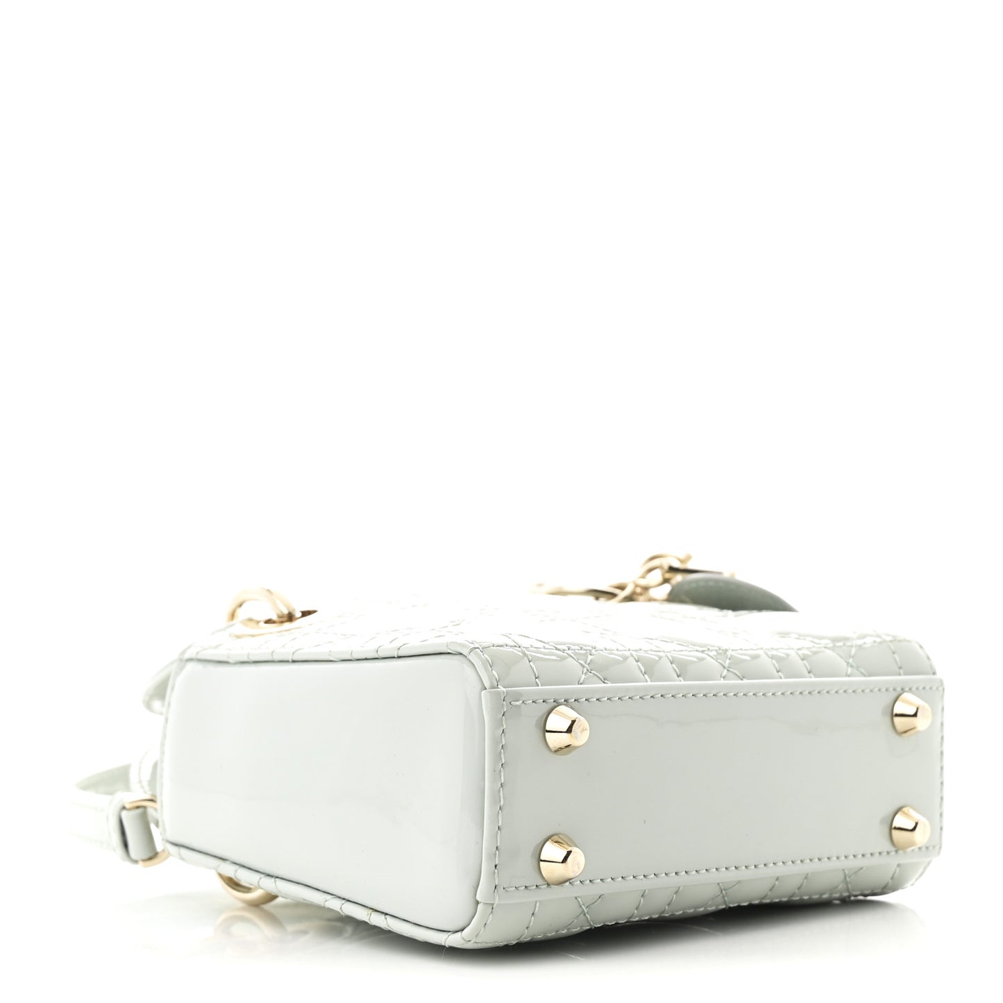 Patent Cannage Micro Lady Dior Light Blue