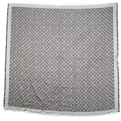 Louis Vuitton Wool Silk Monogram Denim Shawl Black 3 of 8