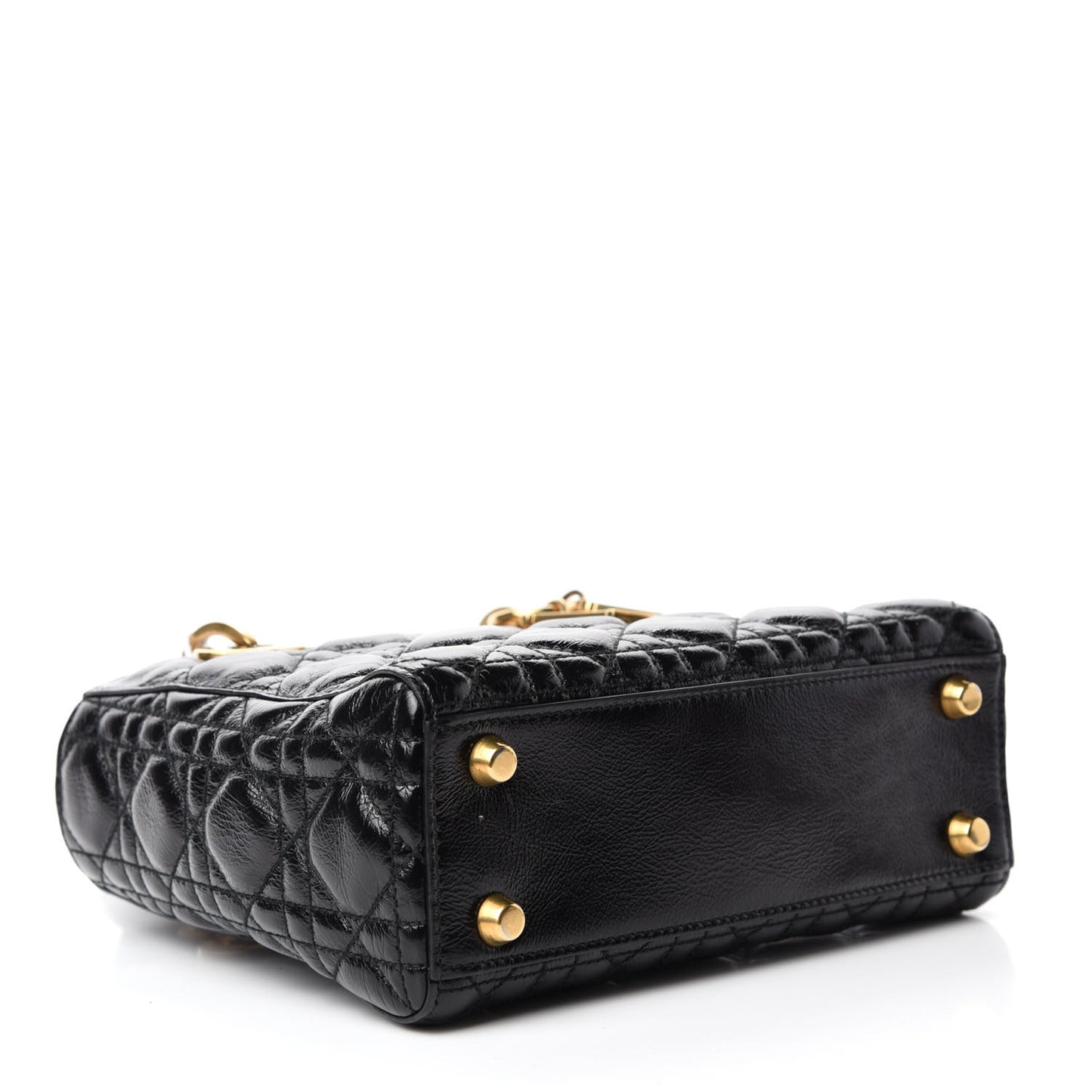 Crinkled Patent Cannage Small Lucky Badges My Lady Dior Black
