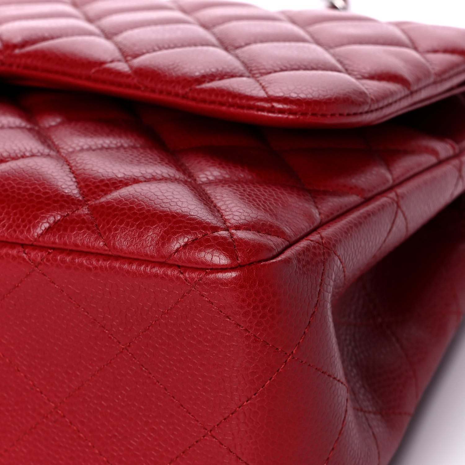 Chanel Caviar Quilted Jumbo Double Flap Dark Red 10 of 15