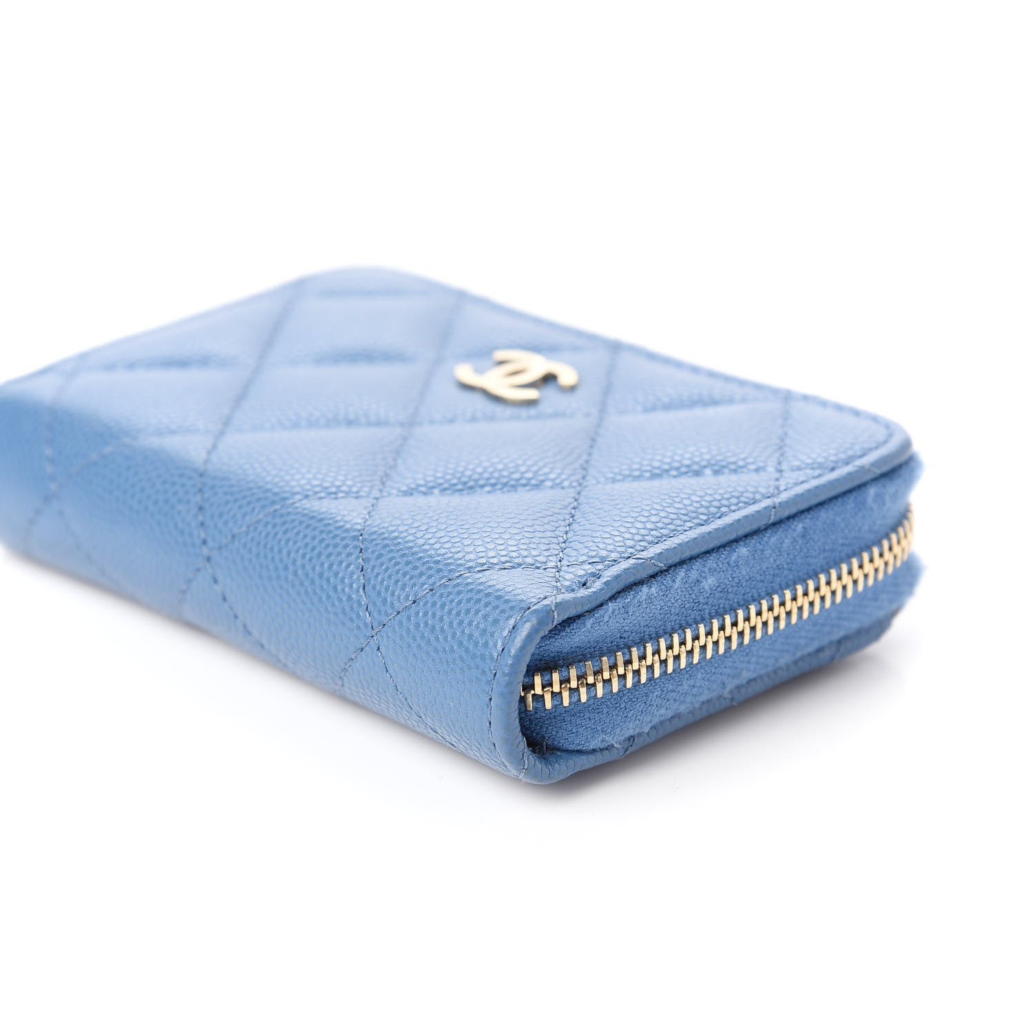 Chanel Caviar Quilted Zip Coin Purse Blue 7 of 11