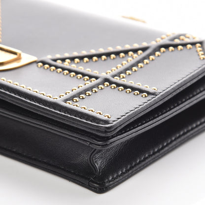 Christian Dior Calfskin Studded Diorama Wallet on Chain Pouch Black 9 of 10