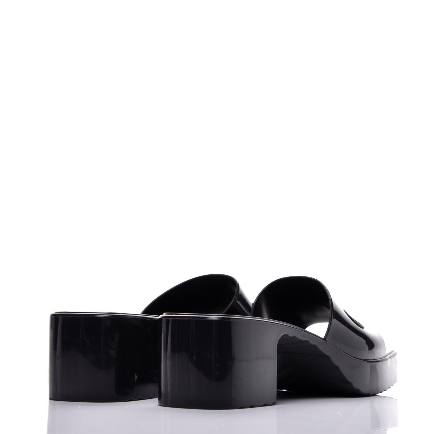 Gucci Rubber Gucci Logo Womens Platform 20/60mm Slide Sandals 37 Black 4 of 8
