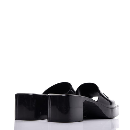 Gucci Rubber Gucci Logo Womens Platform 20/60mm Slide Sandals 37 Black 4 of 8