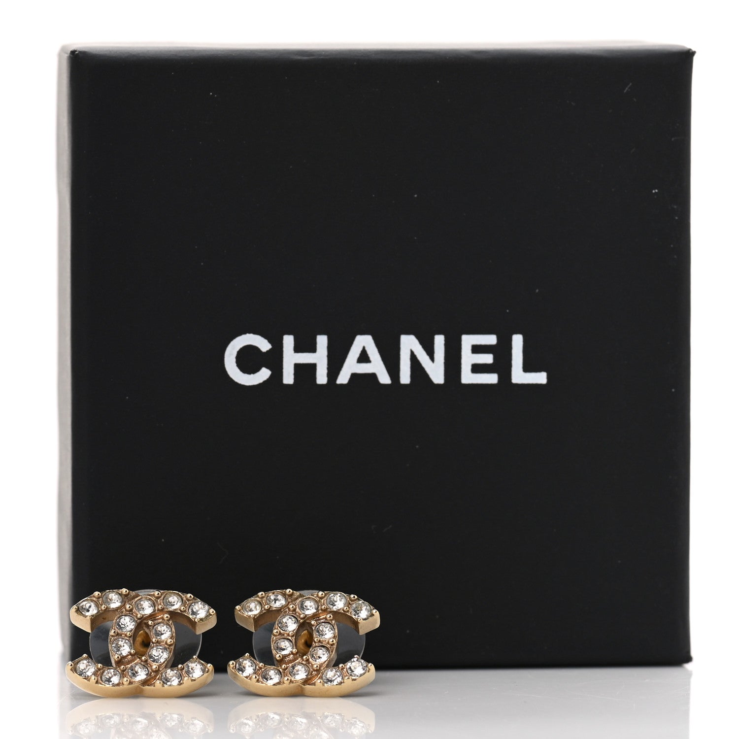 Chanel Crystal CC Earrings Gold 5 of 5