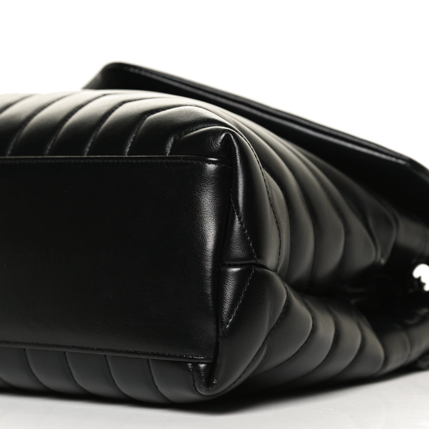 Calfskin Y Quilted Monogram Medium Loulou Chain Satchel Black
