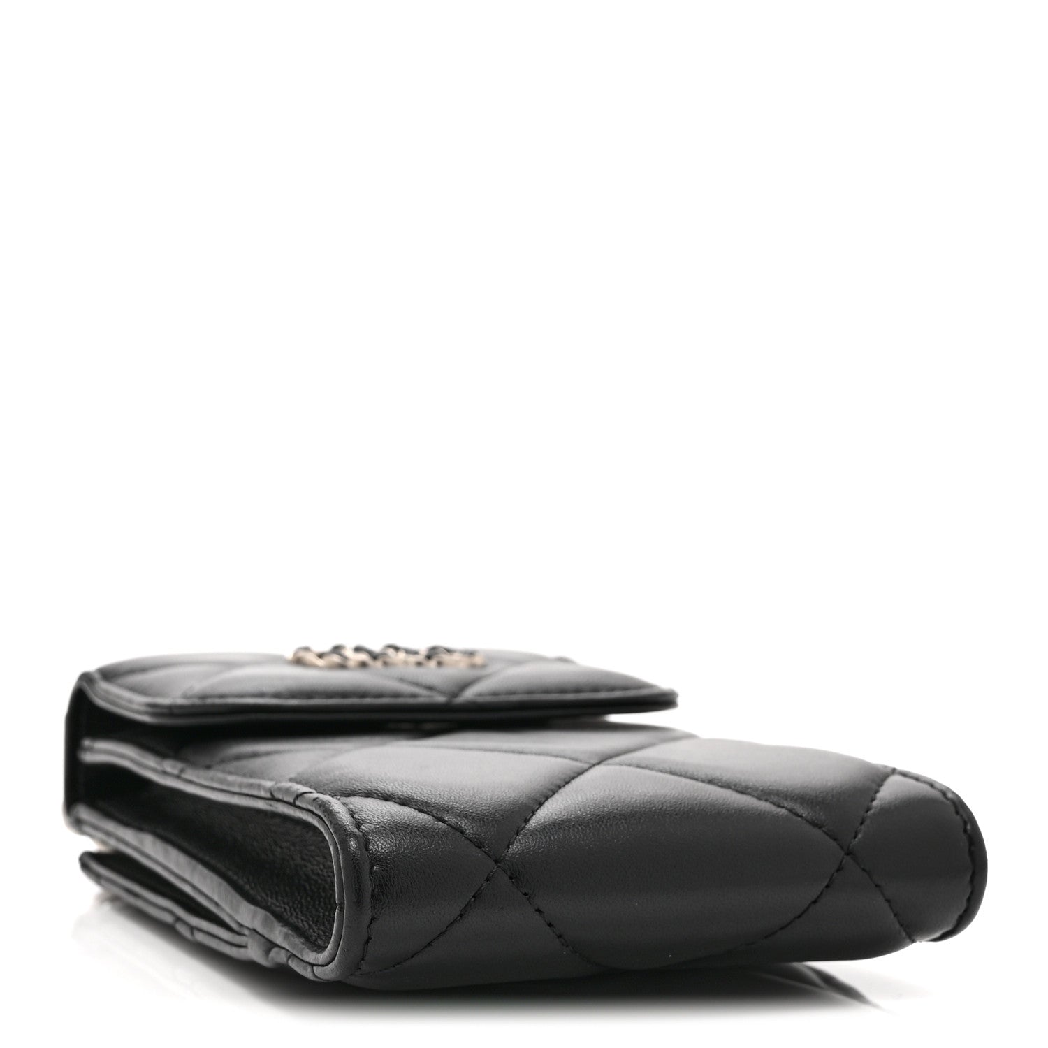 Chanel Lambskin Quilted Chanel 19 Phone Holder With Chain Black 4 of 11