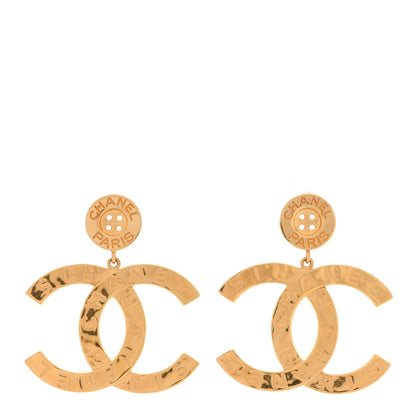 Chanel Metal Large Paris Button Earrings Gold 1 of 5