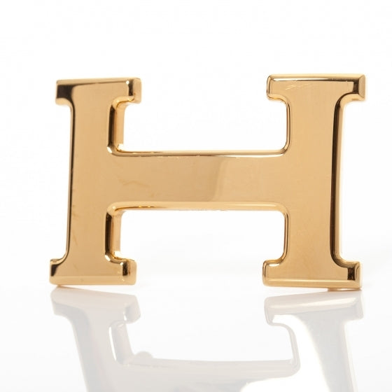 Leather Reversible H Belt 65 Gold Blanc