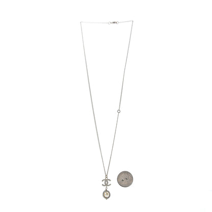 Chanel Crystal CC Pearl Drop Necklace Gold 3 of 5