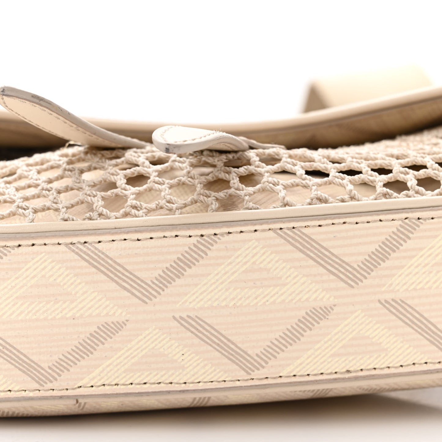 Coated Canvas Calfskin CD Diamond Nautic Mens Saddle Bag Ivory
