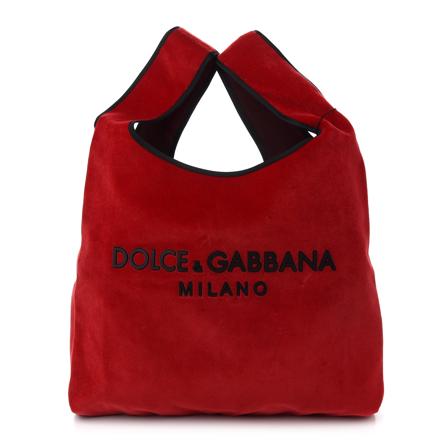 Dolce & Gabbana Velvet Logo Market Shopping Bag Red 1 of 8