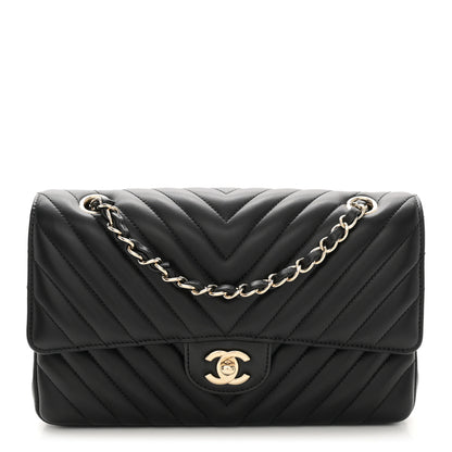Chanel Lambskin Chevron Quilted Medium Double Flap Black 1 of 10