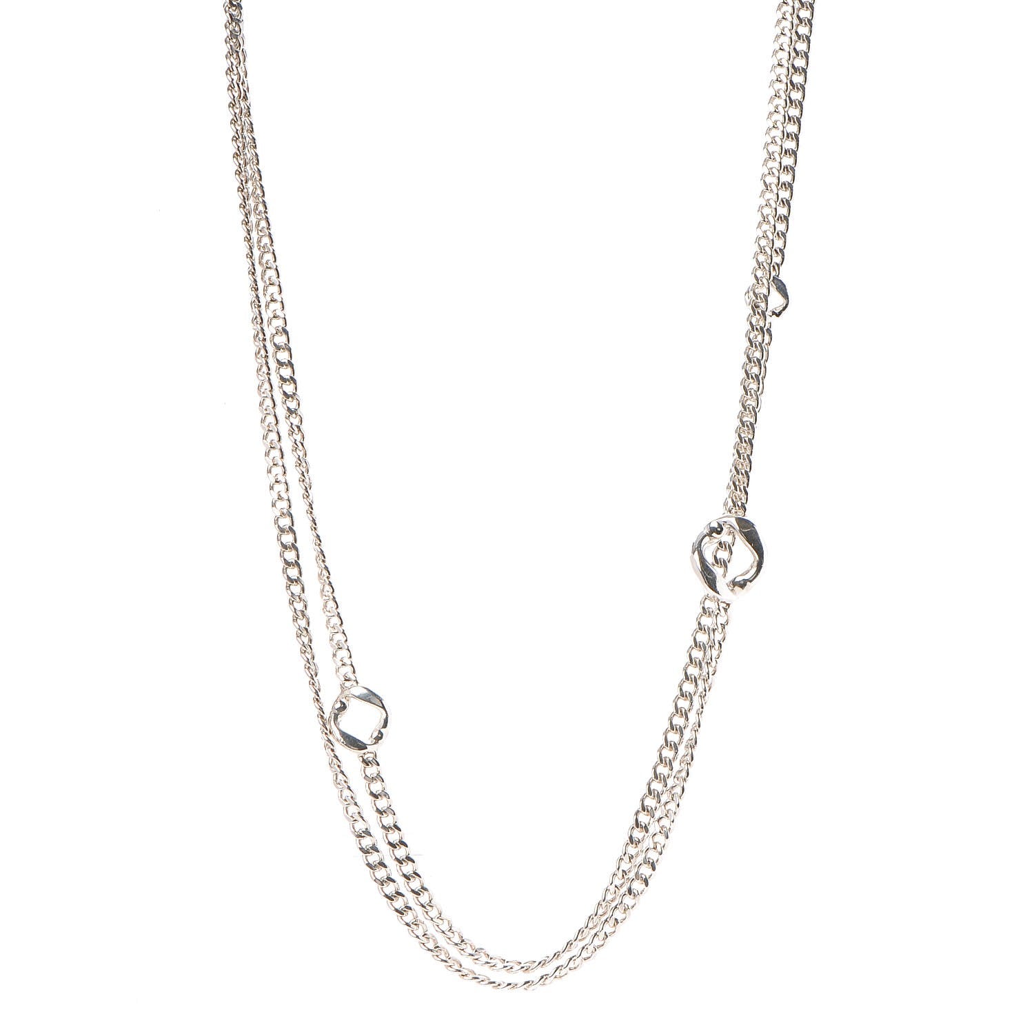 Hermes Sterling Silver Curb Chain Long Necklace 160 1 of 5