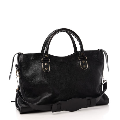 Balenciaga Chevre Gold Metallic Edge Hardware City Black 4 of 13