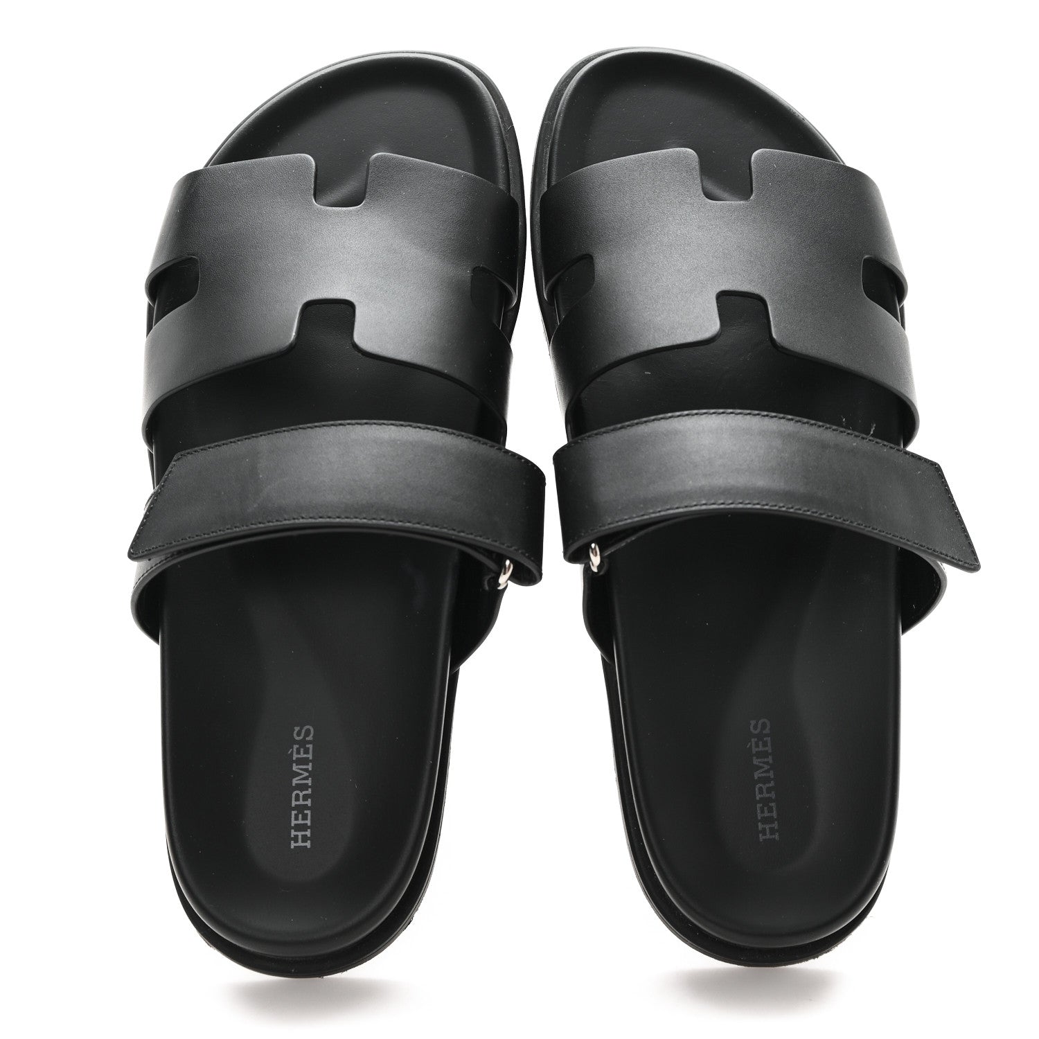 Hermes Calfskin Mens Chypre Sandals 42 Black 2 of 10