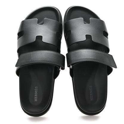 Hermes Calfskin Mens Chypre Sandals 42 Black 2 of 10