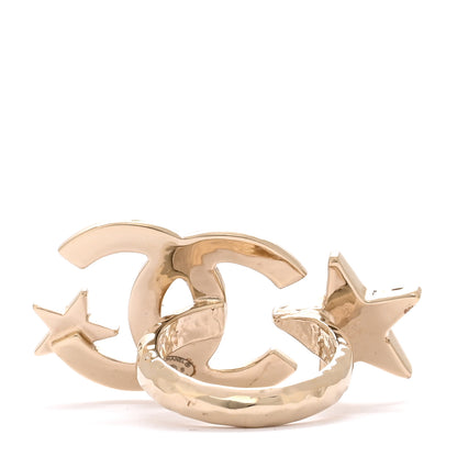 Chanel Metal Crystal Textured CC Star Ring 53 6.5 Gold 2 of 4