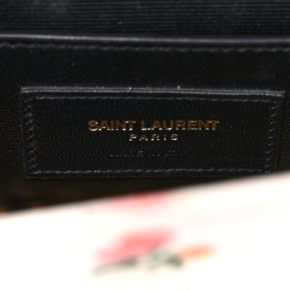 Saint Laurent Calfskin Prairie Flower Printed Small Classic Monogram Kate Satchel White 6 of 13
