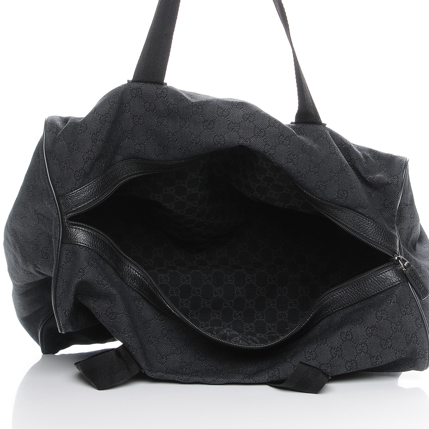 Gucci Denim Monogram Large Collapsible Carry On Duffle Black 7 of 10