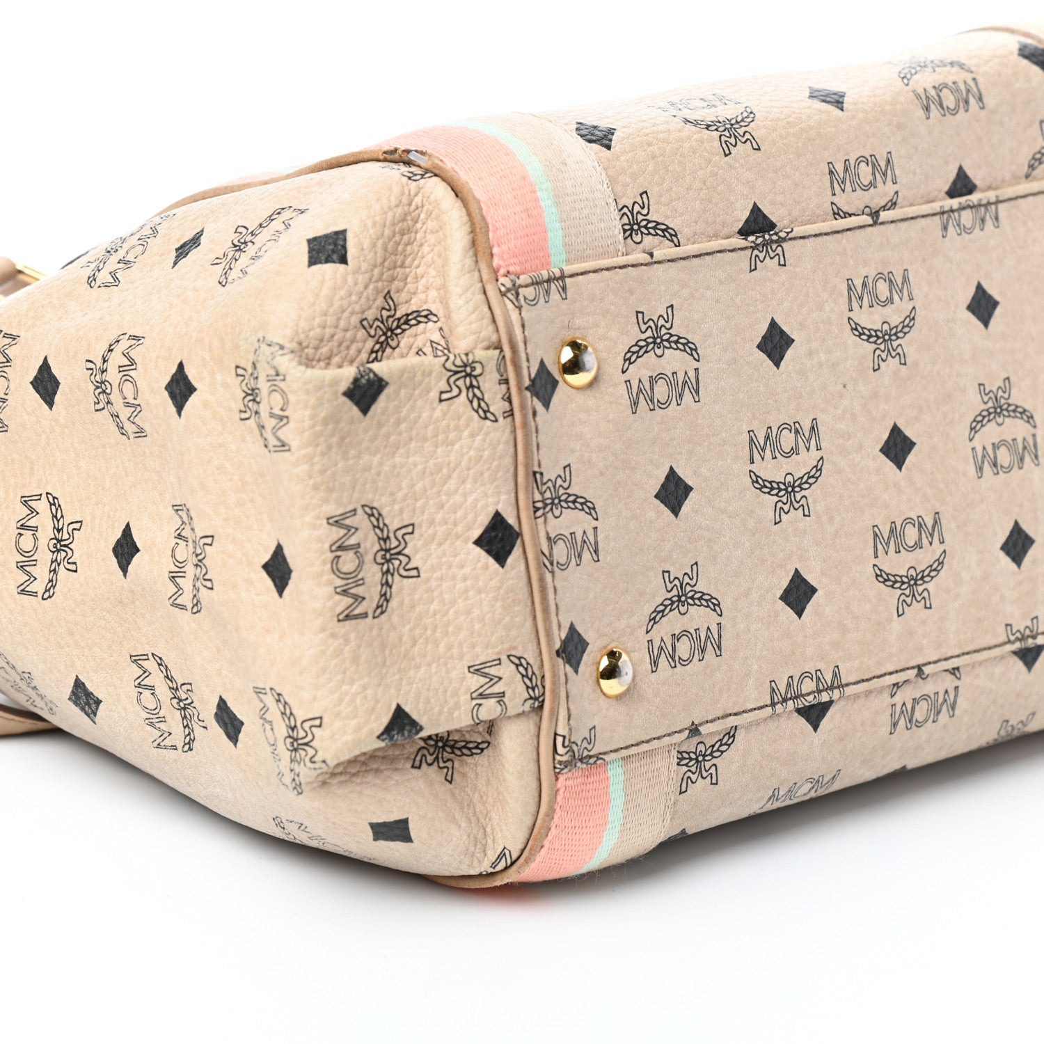 MCM Visetos Striped Tote Beige 8 of 9