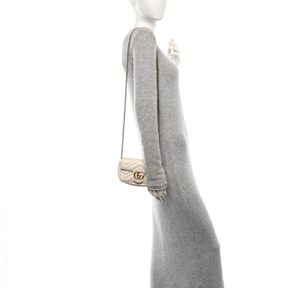 Gucci Calfskin Matelasse Super Mini GG Marmont Shoulder Bag White 2 of 10
