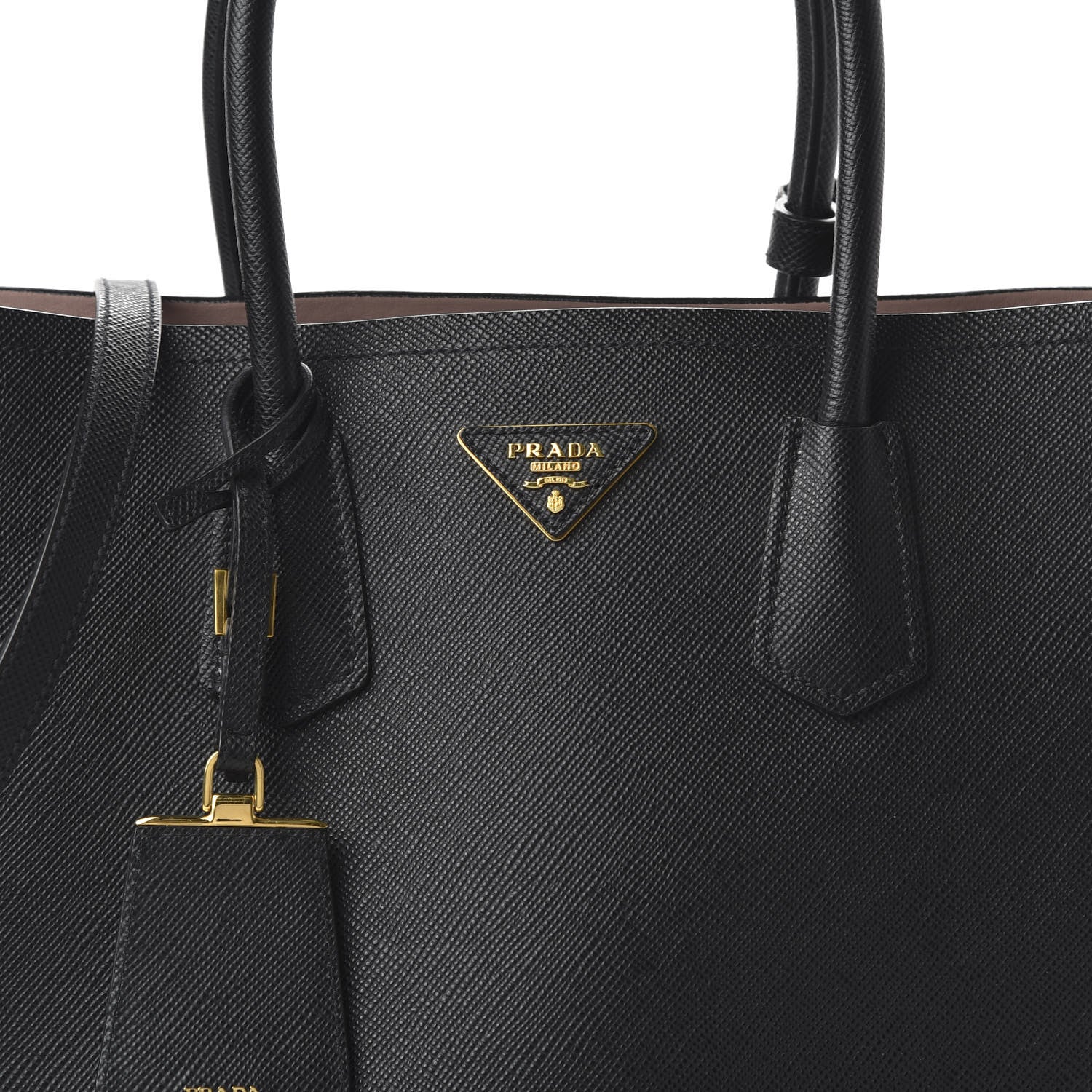 Prada Saffiano Cuir Large Double Bag Black Mughetto 9 of 9