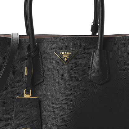 Prada Saffiano Cuir Large Double Bag Black Mughetto 9 of 9