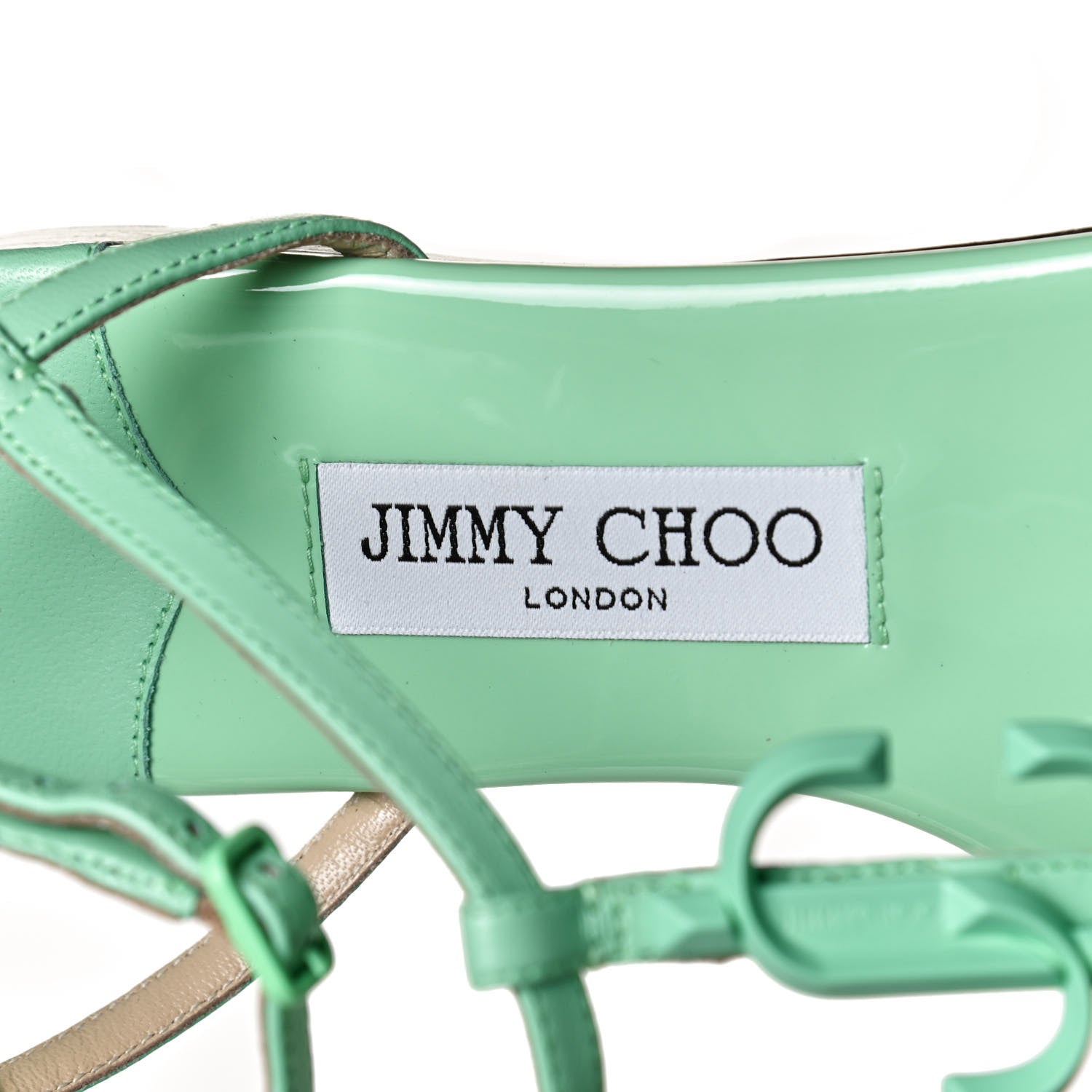 Jimmy Choo Nappa Patent Alodie Flat Sandals 39 Miami Mint 9 of 12