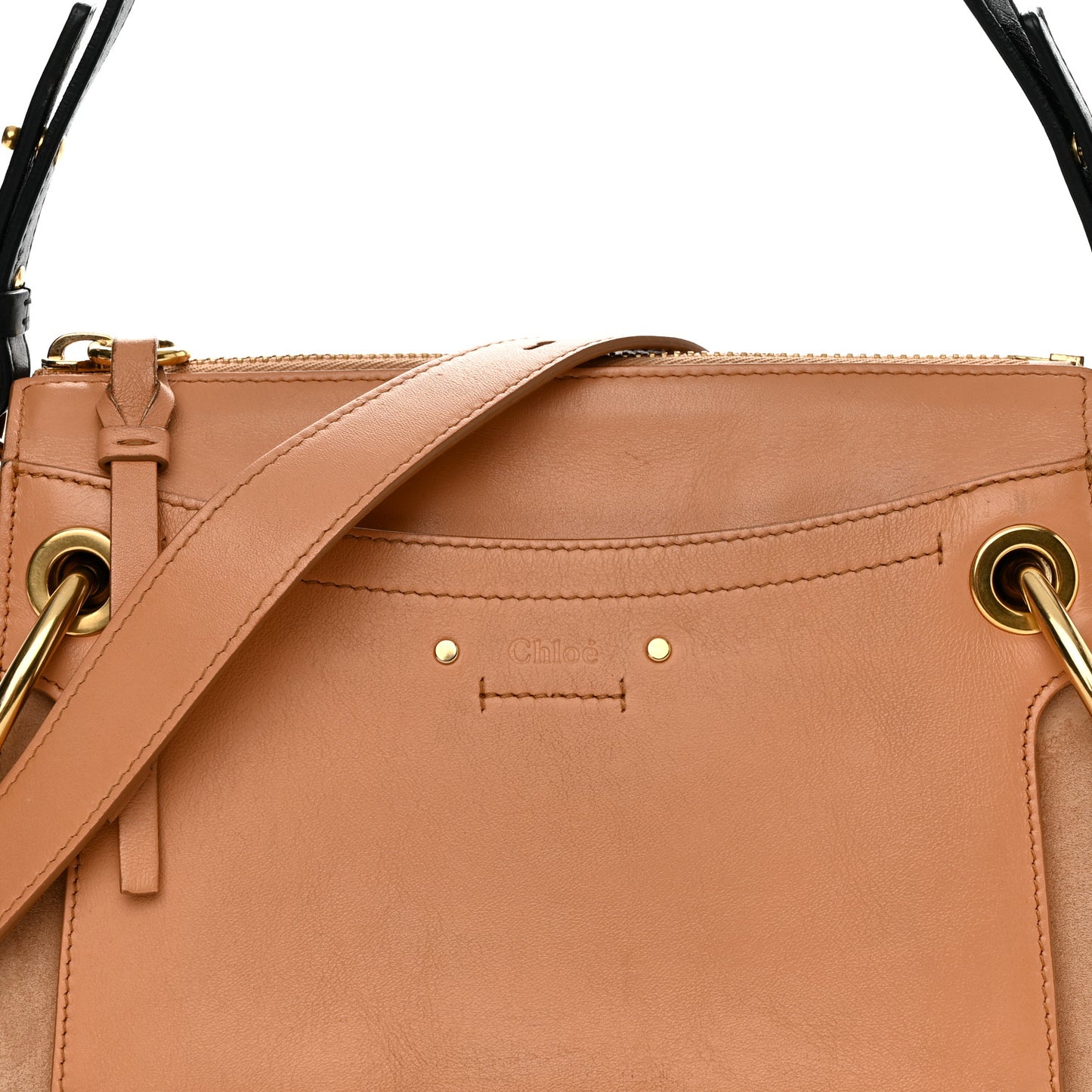 Calfskin Suede Small Roy Bag Caramel
