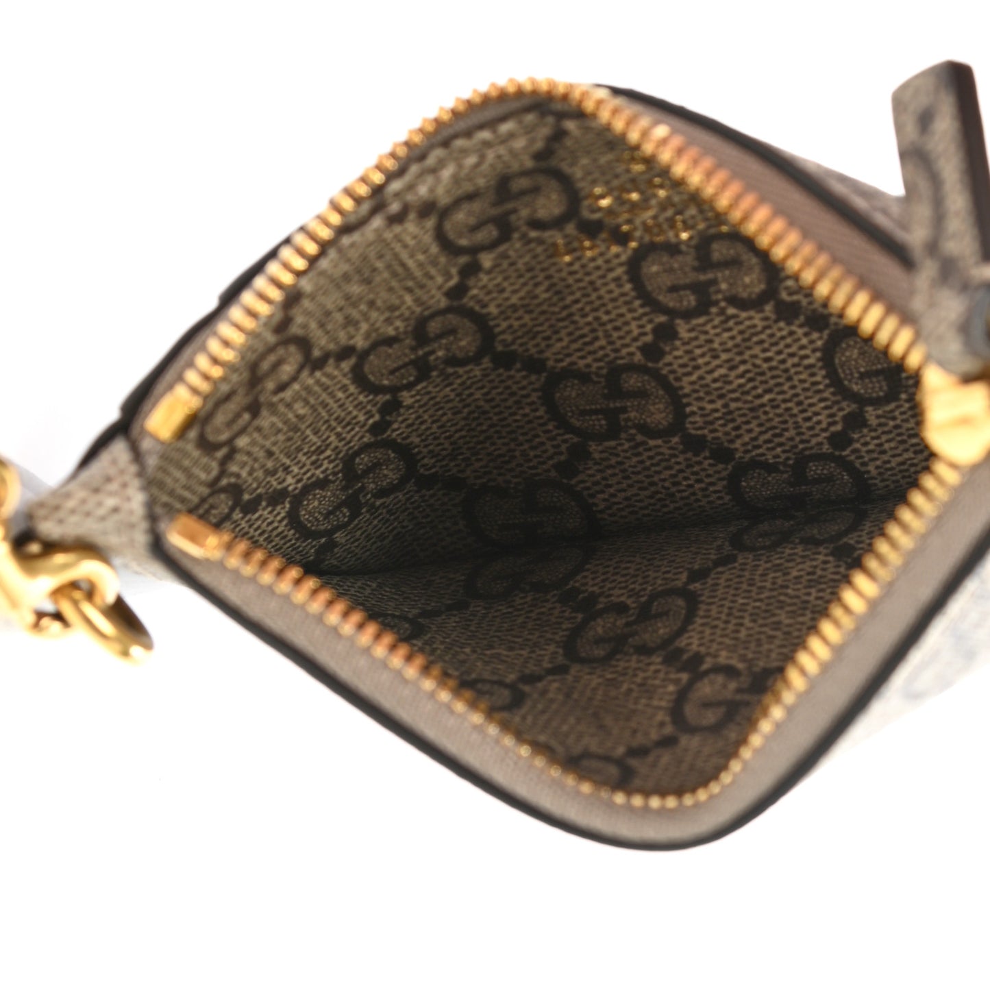 X BALENCIAGA GG Supreme Monogram Logo Card Case With Strap Beige Ebony