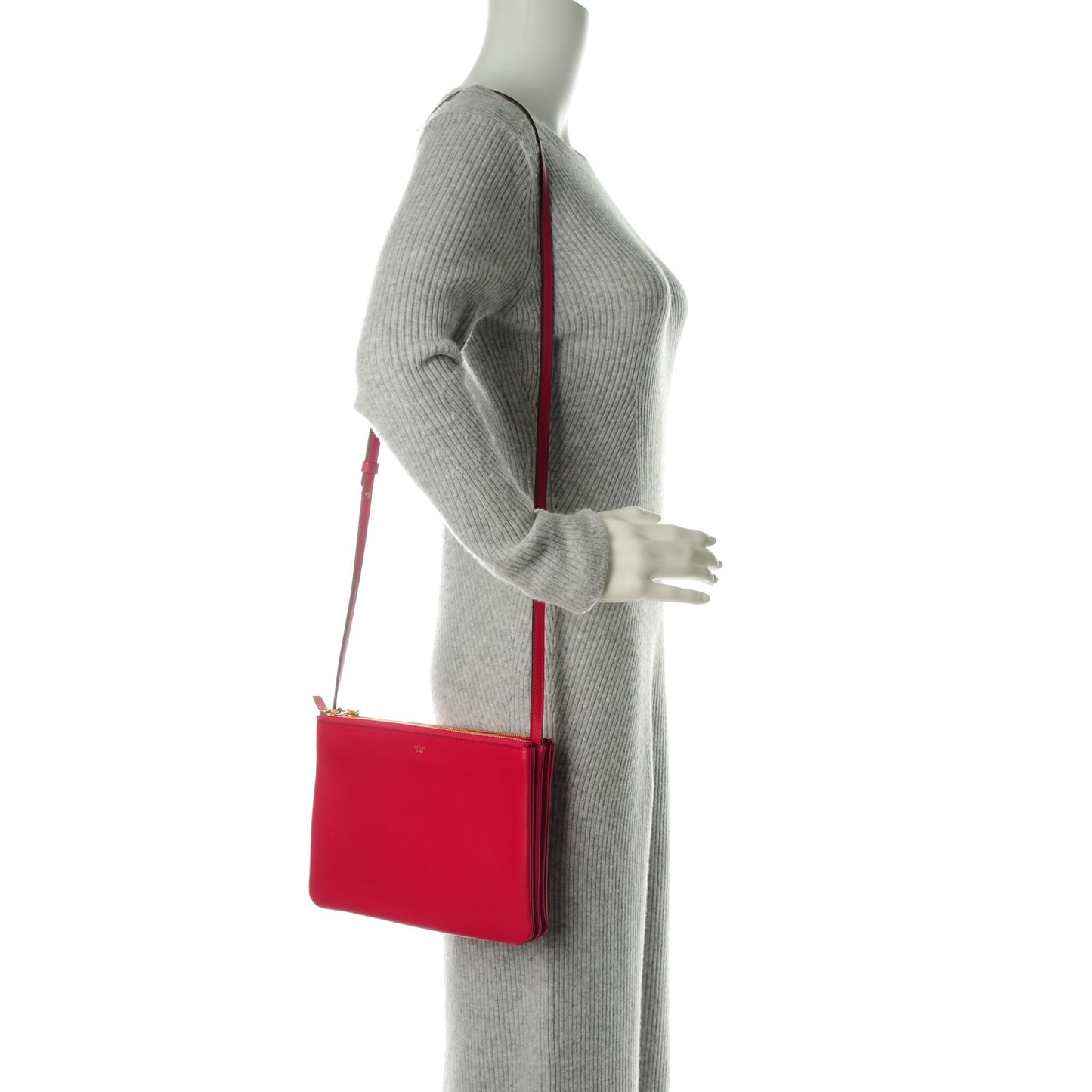 Lambskin Large Trio Crossbody Bag Fuchsia