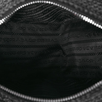 Prada Yarn Raffia Effect Crochet Triangle Shoulder Bag Black 5 of 12