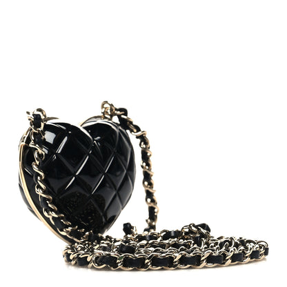 Chanel Resin CC Heart Crossbody Locket Necklace Gold Black 3 of 9