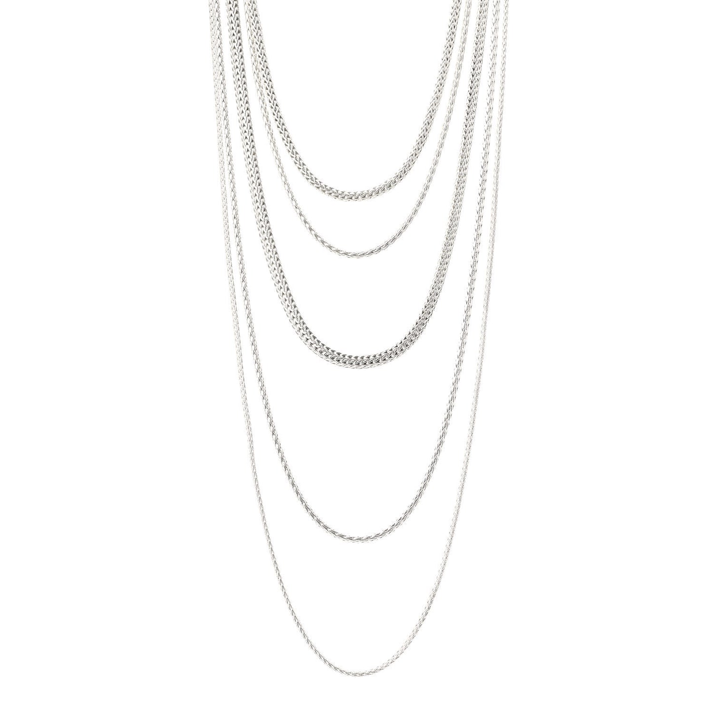 Sterling Silver Classic Chain 5 Row Necklace