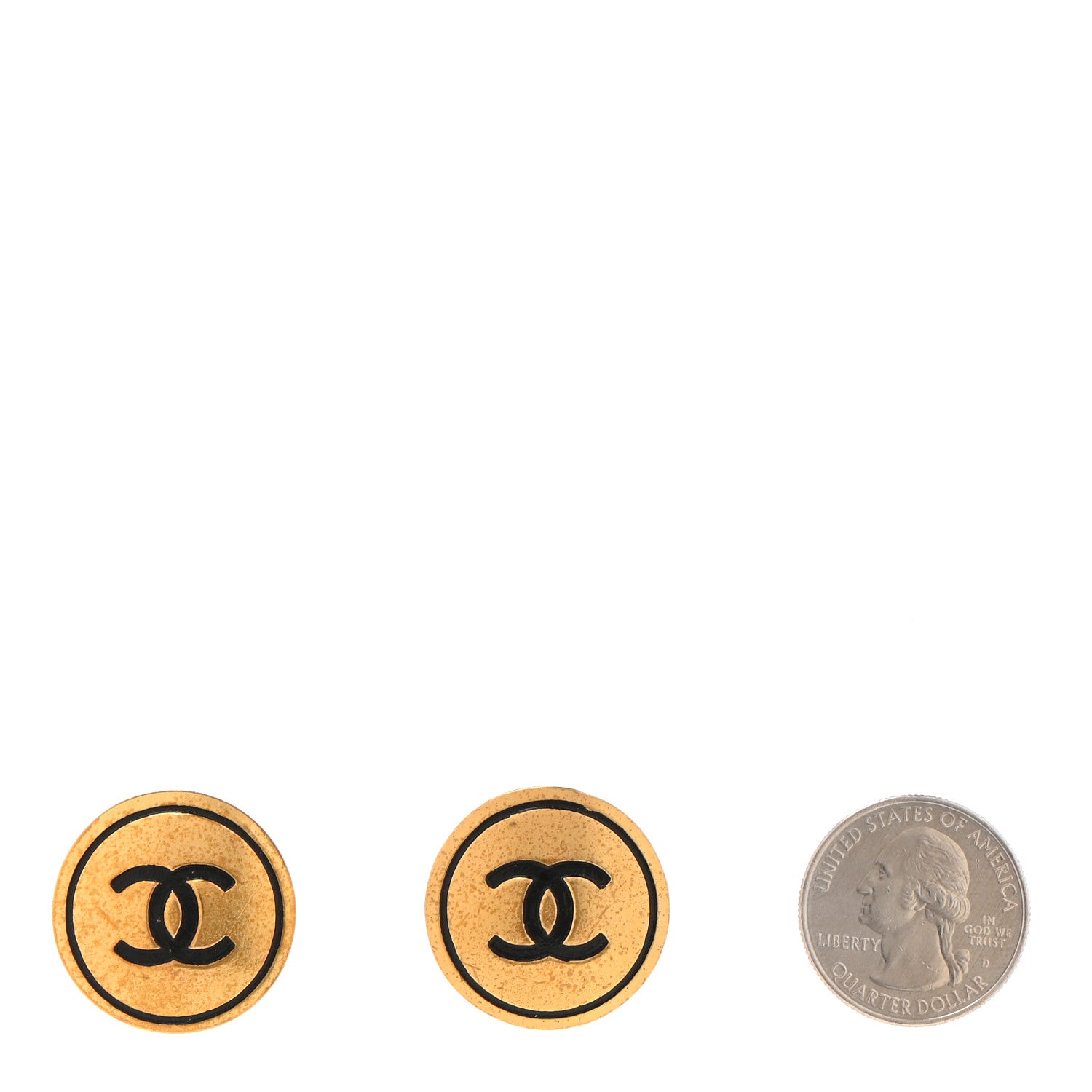 Chanel CC Clip On Earrings Black Gold 2 of 4