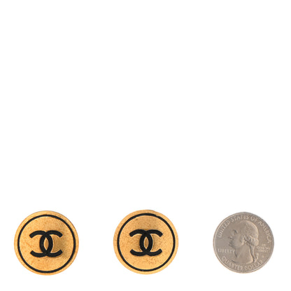 Chanel CC Clip On Earrings Black Gold 2 of 4