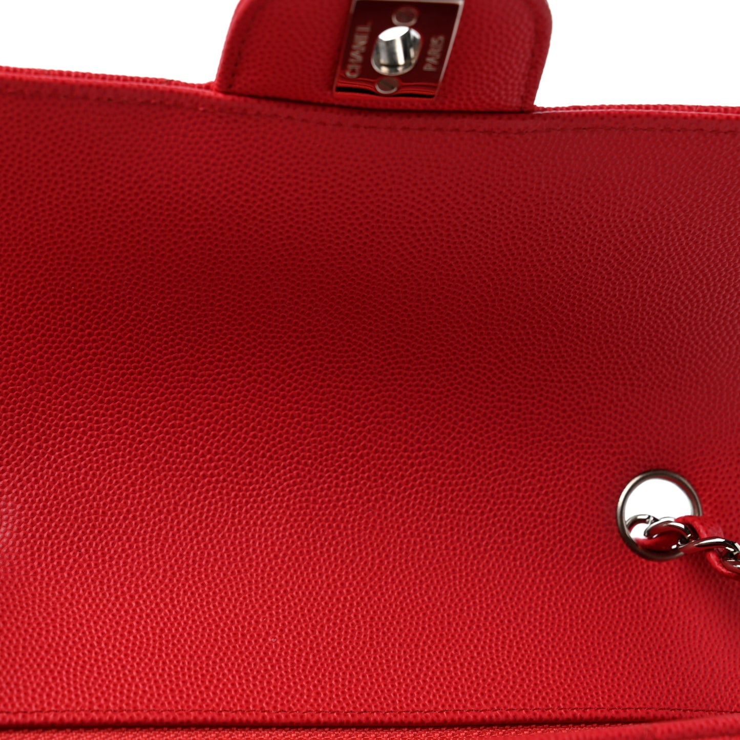 Caviar Quilted Mini Rectangular Flap Light Red